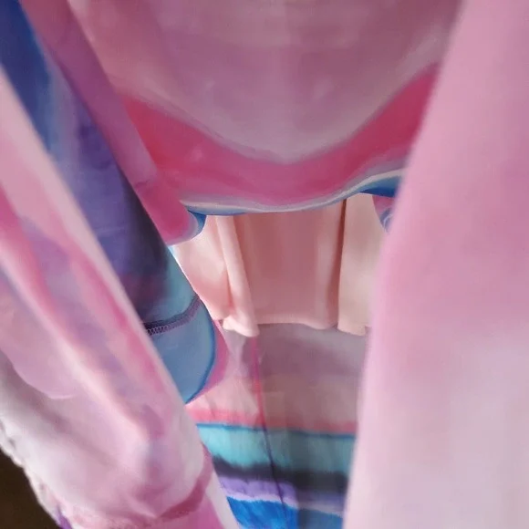 Lane Bryant Size 18/20 Watercolor Chiffon Strappy Striped Colorful Maxi Dress - Picture 13 of 14